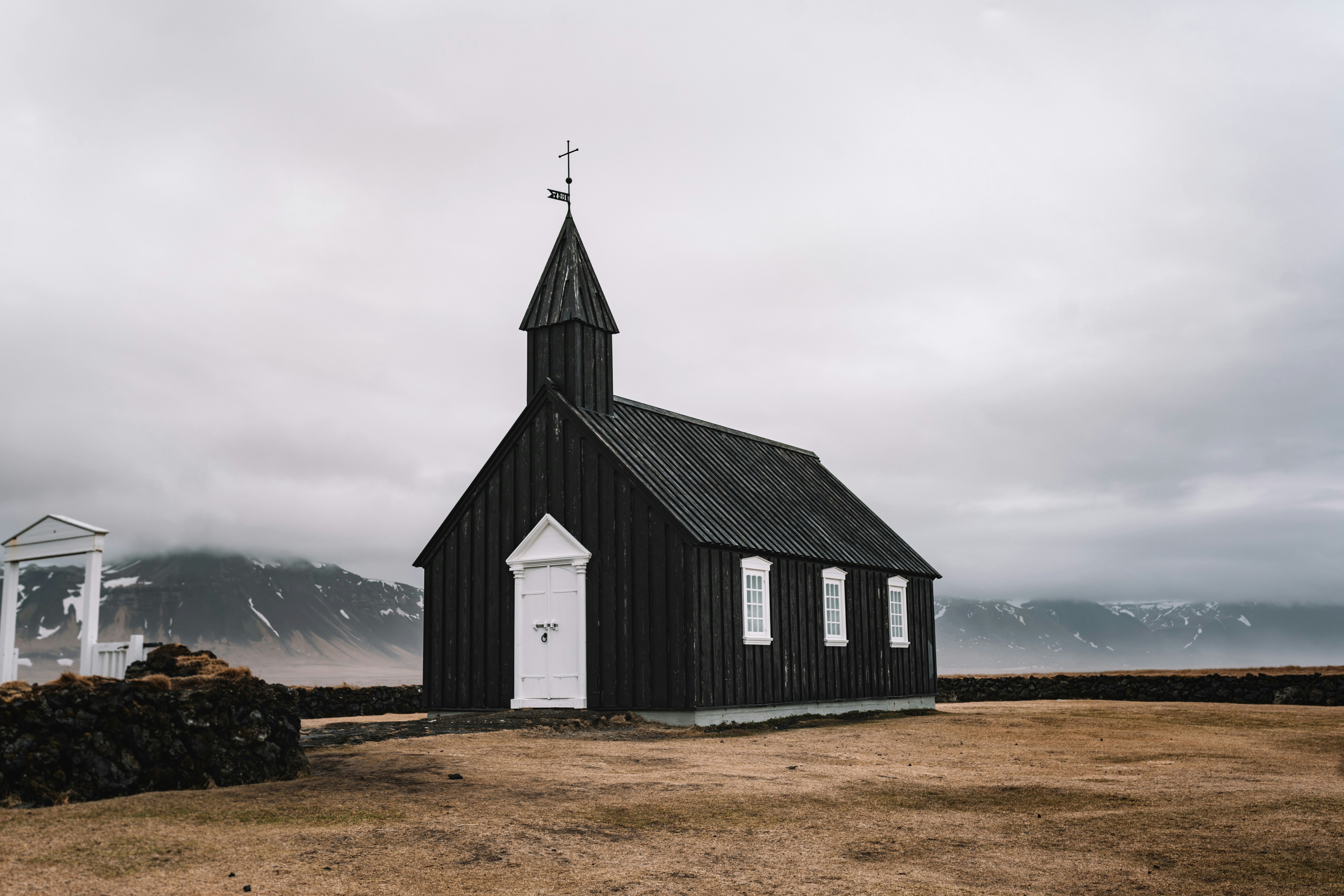 A church set in a quiet landscape